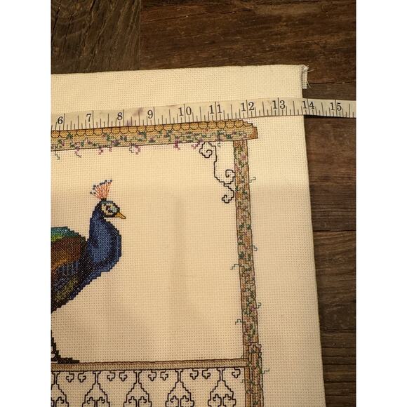 Counted Crosstitch Peacock Ready to Frame 14x20 Inches Handmade - Picture 6 of 7